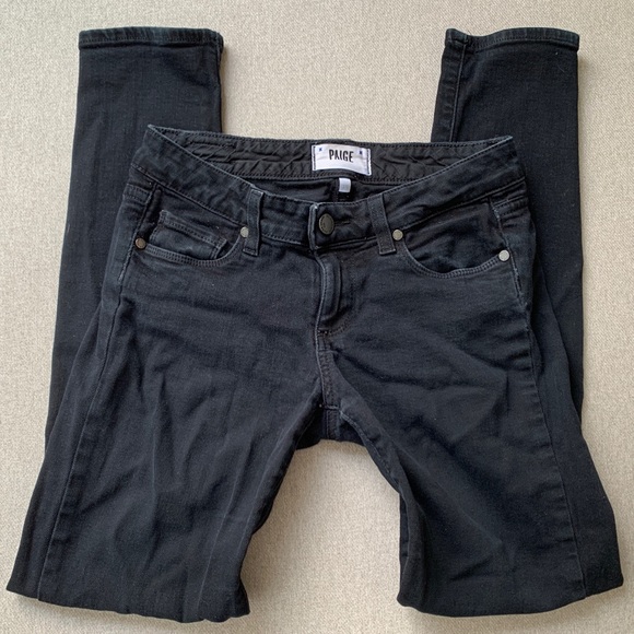 PAIGE Skyline Skinny Ankle Jeans in Black - Picture 4 of 6